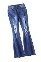 Load image into Gallery viewer, Mid Rise Distressed Flared Jeans