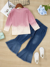 Load image into Gallery viewer, Girls BE YOURSELF T-Shirt and Bell Bottom Jeans Set