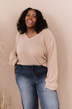 Load image into Gallery viewer, Stay Awhile Waffle Knit V-Neck Tee