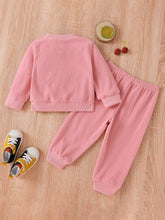 Load image into Gallery viewer, Baby Girl Goat Applique Plush Sweatshirt and Pants Set