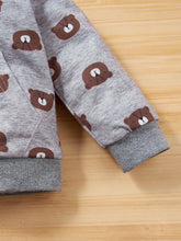 Load image into Gallery viewer, Girls Striped Onesie Solid Pants and Bear Hoodie Set