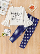 Load image into Gallery viewer, Girls Graphic Flared Sleeve T-Shirt and Polka Dot Pants Set