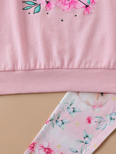 Load image into Gallery viewer, Girls Bear Graphic Sweatshirt and Printed Pants Set