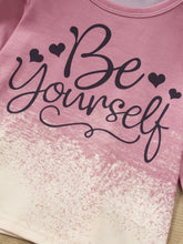 Load image into Gallery viewer, Girls BE YOURSELF T-Shirt and Bell Bottom Jeans Set