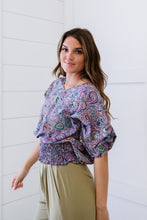 Load image into Gallery viewer, Paisley Days Smocked Waist Blouse