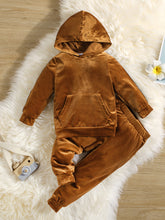 Load image into Gallery viewer, Boys Pocketed Velour Hoodie and Pants Set