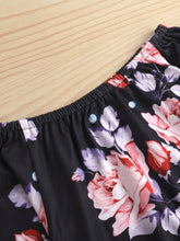 Load image into Gallery viewer, Girls Floral Top and Striped Bell Bottom Pants Set