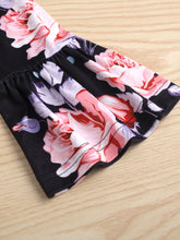 Load image into Gallery viewer, Girls Floral Top and Striped Bell Bottom Pants Set