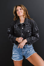 Load image into Gallery viewer, Star-Crossed Cropped Denim Jacket