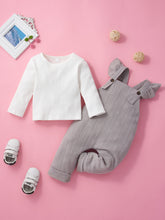 Load image into Gallery viewer, Girls Round Neck T-Shirt and Overalls Set