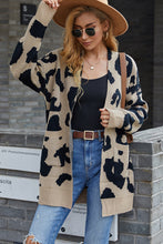 Load image into Gallery viewer, Leopard Print Open Front Sweater with Pockets
