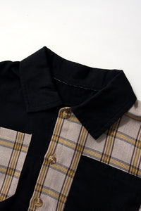 Baby Splicing Plaid Pocketed Jacket