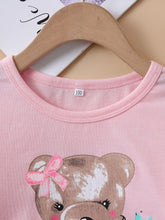 Load image into Gallery viewer, Girls Bear Graphic Sweatshirt and Printed Pants Set
