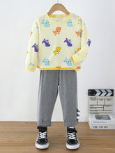 Load image into Gallery viewer, Boys Dinosaur Print Sweatshirt and Pants Set
