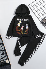 Load image into Gallery viewer, Boys F1 Graphic Hoodie and Side Checkered Pants Set
