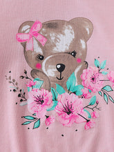 Load image into Gallery viewer, Girls Bear Graphic Sweatshirt and Printed Pants Set
