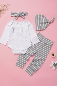 Baby Girls Letter Print Onesie and Striped Pants Set