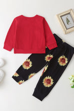 Load image into Gallery viewer, Girls Letter Top and Sunflower Pants Set
