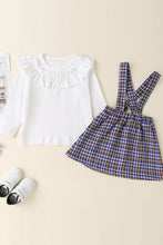 Load image into Gallery viewer, Girls Ruffle Collar Top and Plaid Dress Set
