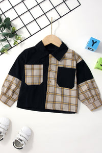 Baby Splicing Plaid Pocketed Jacket