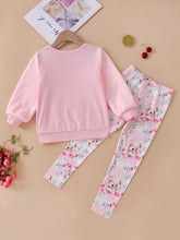 Load image into Gallery viewer, Girls Bear Graphic Sweatshirt and Printed Pants Set
