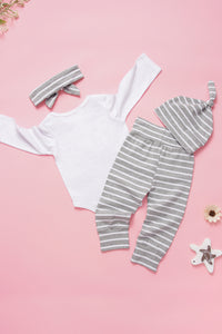 Baby Girls Letter Print Onesie and Striped Pants Set