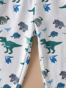 Kids Cable-Knit Print Pullover and Dinosaur Print Pants Set