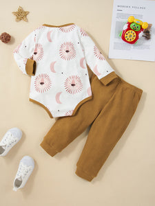 Girls Kangaroo Pocket Onesie and Ribbed Pants Set