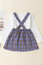 Load image into Gallery viewer, Girls Ruffle Collar Top and Plaid Dress Set
