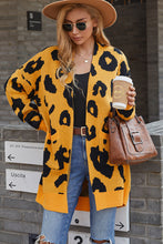 Load image into Gallery viewer, Leopard Print Open Front Sweater with Pockets
