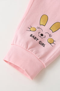 Girls Rabbit Pattern Sweatshirt and Pants Set