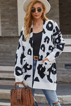 Load image into Gallery viewer, Leopard Print Open Front Sweater with Pockets
