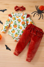 Load image into Gallery viewer, Baby Girls&#39; Pumpkin Top and Velour Pants
