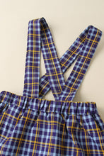 Load image into Gallery viewer, Girls Ruffle Collar Top and Plaid Dress Set
