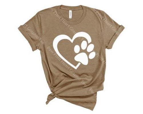 Paw Print Heart Graphic Tee Graphic Tee