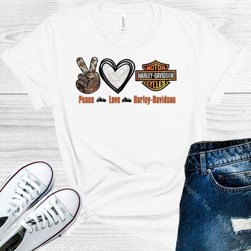 Peace Love Harley Davidson Graphic Tee Graphic Tee